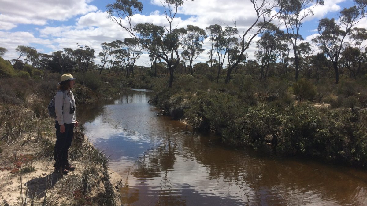 Joanne Flint looking across a river