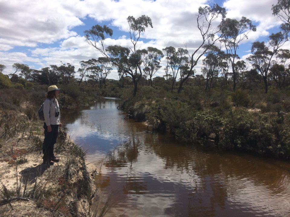 Joanne Flint looking across a river